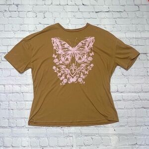 Wild Fable Oversized Butterfly Graphic T-Shirt – Brown/Pink small(oversized)